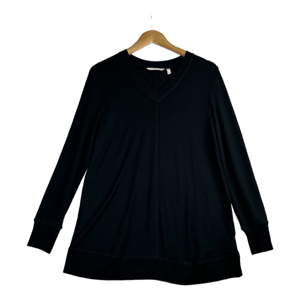 Soft Surroundings Black V Neck Sweatshirt Size XS